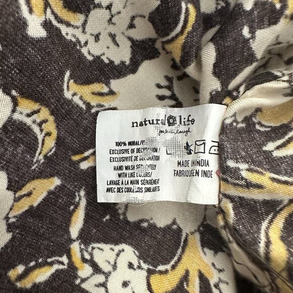 Natural Life Maxi Dress Women M Brown Floral Thick Stitching Boho Muumuu Country - Picture 15 of 16